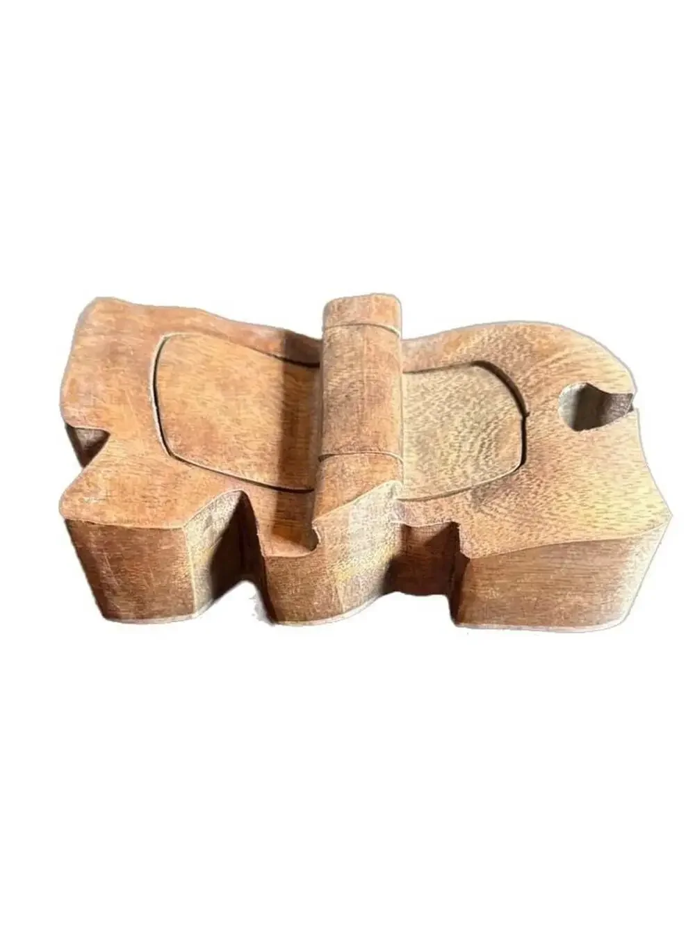 Elephant Secret Wood Puzzle Box Hand Carved Suar Wood Bali Art Trinket Box